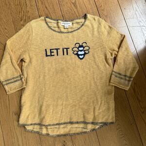 Cotton Country by Parkhurst Butter Yellow Let it Bee Sweater SZ M Country Casual